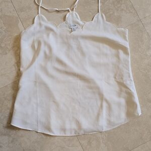 J. Crew Women's White Scalloped Tank Top